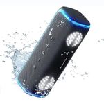 Decibelvibe Initial Tnz 7 - Portable Bluetooth Speaker, IPX7 Waterproof Speaker with 30W Powerful Sound, Deep Bass, Bluetooth 5.3, 25H Playtime, TWS Pairing, RGB Lights, for Home, Outdoor. (Cyan)