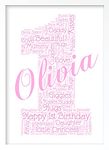 Personalised 1st Birthday Gifts for Girls or Boys - Custom Word Art Print - Unique 1st Gifts Keepsake present for 1 year old - Daughter Son Granddaughter Grandson Niece Nephew - Any Age - Framed Print