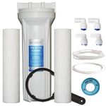 UWEK Pre Filter For Water Purifier, Prefilter Kit - Spun Cartridge, 1/4 & 3/8 Elbows, Food Grade Leak Free External Housing Compatible With Kent, Livpure, And Other Ro White, White