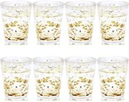 Juvale Set of 8 Pretty Gold Shot Glasses with Glitter for Girls Birthday, Holiday Party, Bachelorette (1.5 Oz)