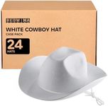 White Cowboy Hat - (Pack of 24) White Cowgirl Hat for Women and Men with Adjustable Neck Drawstring, Dress-up Parties, and Play Costume Accessories, Fits Most Teen Girls Boys, and Adults