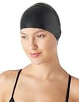 Amazon Basics Unisex Wrinkle-Free Silicone Swim Caps, One Size, Black