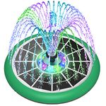 SZMP Solar Fountain 5W Bird Bath Fountains 2024 Upgraded UFO Lights, Solar Powered Fountain Pump with 7 Nozzle & 4 Fixer, 4000 Battery, Solar Fountain Pump for Bird Bath, Garden, Patio, Pond, Outdoor