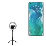 BoxWave Stand and Mount Compatible with Motorola Edge (2020) - RingLight SelfiePod, Selfie Stick Extendable Arm with Ring Light - Jet Black