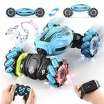 ATTOP Gesture Sensing RC Stunt Car, Toys for Boys Girls 6-12, 4WD 2.4GHz Remote Control Car, Hand Controlled RC Car with Lights & Music, Double Sided Rotating RC Drift Toy Car for Kids Birthday Gift