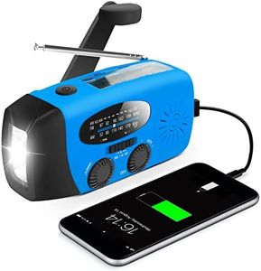 Emergency Wind Up Radio with 2000mAh Power Bank, Crank Solar AM FM Radio with LED Torch for Camping, Tornadoes (088 Blue)