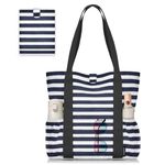 HOMESPON Foldable Beach Bag Travel Tote Bag for Women with Zipper and Pockets Waterproof Handbag for Shopping Travel Vacation