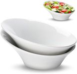 Bruntmor Ceramic Salad Bowls - Porcelain Serving Bowls - Angled Bowls Ceramic for Salad, Noodle, Pasta, Cereal, Soup - Kitchen Bowl, Ideal for Home and Restaurant - Set of 2, wood salad bowl set