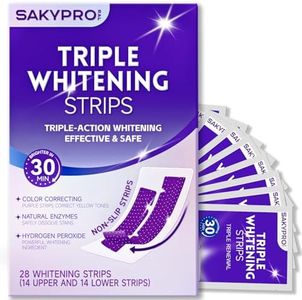 SAKYPRORAL Purple Whitening Strips, Long-Lasting Results, Enamel Safe & Low-Sensitivity, Professional Teeth Whitening Strips with Non-Slip Dry Strip Technology (28 Count (Pack of 1))