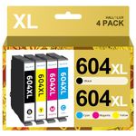 HALLOLUX 604XL Ink Cartridges Multipack High Yield Compatible for Epson 604XL 604 XL for XP-2200 XP-2205 XP-3200 XP-3205 XP-4200 XP-4205 WF-2910DWF WF-2930DWF WF-2935DWF (Black Cyan Magenta Yellow)