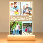 Best Dad Ever Gifts, Personalised Photo Frames with Night Light, Custom Acrylic Plaque with Photos, Personalised Birthday Gifts for Dad, Personalised Christmas Gifts for Dad Kids Baby