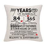 7 Years of Marriage Gift 7th Wedding Anniversary Throw Pillow Cover Keepsake Decoration Gift for Couples Parents Women Men Mom Dad Husband Wife Grandma Grandad Aunt Uncle Friends(7 Years)