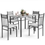 NAFORT 5 Piece Dining Table Set for 4, Faux Marble Kitchen Table and Chairs Set of 4, Modern Rectangular Dining Room Table with Upholstered Dining Chairs, Metal and Wood Dining Set Kitchen Furniture