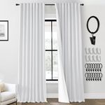 White Linen Blackout Curtains 84 In