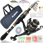 PLUSINNO Fishing Rod and Reel Combos Carbon Fiber Telescopic Fishing Pole with Spinning Reels Sea Saltwater Freshwater Kit Fishing Rod Kit