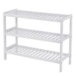 SONGMICS Natural Bamboo 3-Tier Shoe Rack, Shelf for Shoes Plants Books, for Living Room Hallway Bedroom Bathroom, 26 x 70 x 55 cm, White LBS13W