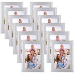 Giftgarden 4x6 Picture Frame Silver Set of 12, Multi Modern 4 by 6 Photo Frames Bulk for Wall or Tabletop Display