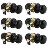 Probrico (6 Pack Round Passage Door Knob(Non-Locking Knobs), Keyless Doorknobs Interior/Exterior Door Lockset,Passage Knobs for Hallway/Closet,Black Finish Modern Design Door Hardware