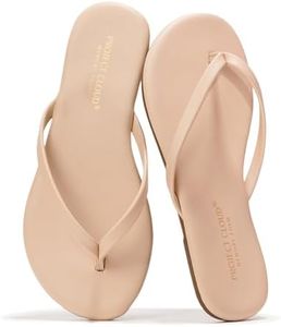 Project Cloud Leather Girls Sandals - Memory Foam Insole Kids Flip Flops - Lightweight & Slip Resistant Kids Sandals for Girls Footwear Summer Essentials (LittleFoundations,BONEPU,11)