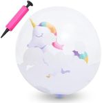 Botabee Beach Balls - 12 inches Floating Beach Ball for Kids - Clear Inflatable Swim Balls with Unicorn Inside - Blow Up Swimming Pool Ball for Outdoor Water Party Games - Fun Summer Toys