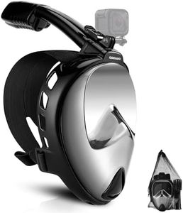 Odoland Snorkel Mask, Full Face Snorkeling Mask, 180 Degree Panoramic View Diving Mask with Camera Mount, Dry Top System Anti-Leak Anti-Fog Diving Mask for Adult, Men Women, Silver, S/M