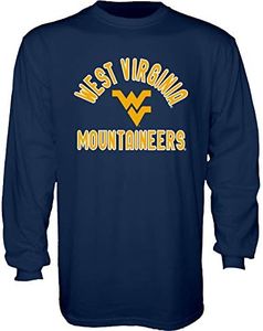 NCAA West Virginia Mountaineers Mens Long Sleeve T Shirt Line Up Team Color, West Virginia Mountaineers Navy, Medium