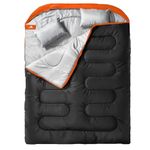 MEREZA Sleeping Bags XL for Mens Double Sleeping bag Adult Wide Sleeping Bag for Camping Big and Tall Sleeping Bags Large 2 Person Sleeping bag King Size Warm Cold Weather (BLACK & ORANGE)