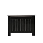 HOME MODERN High Gloss Black Radiator Cover Cabinet Display Table Storage Shelf Vertical Slat Style Living Room Bedroom 4 Size ((Overall Size) M—W111.5 x D19 x H82 cm)