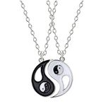 MJartoria BFF Necklace for 2, Best Friends Necklace Set- Yin Yang Tai Chi Pattern Pendant Black and White Enameled Taoism Culture, alloy, not known