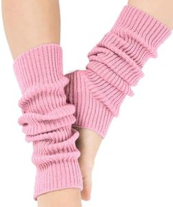 H HOME-MART Women Fancy Stylish Acrylic Leg Warmers,Fashion Luxurious Ladies Dance Plain Ribbed Leg Warmer Neon Leg warmers (Pink)