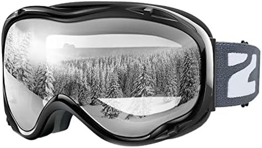 ZIONOR Lagopus Lunettes de ski et de snowboard avec protection UV et anti-buée pour homme, femme, adulte et jeune VLT 99 %, monture noire, verres transparents