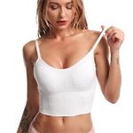 Women Padded Longline Yoga Cami Crop Tank Tops with Built-in Bra Free Size(28 Till 32) Pack of 1 White Color