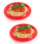 pekokavo Spill Proof 9.2" Scoop Plate with Non-Skid Suction Base, Adaptive Self-Feeding Dinnerware for Elderly Disabled, Pack of 2 (Red Plates)