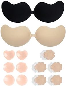 TAFACE 2 Paires De Soutiens-Gorge Adhésifs avec 8 Paires De Couvre-Tétons, Soutien-Gorge Invisible, Soutien-Gorge sans Bretelles en Silicone pour Robes De Soirée Et Vêtements Dos Nu