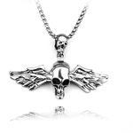 THE MEN THING Angle Skull- Alloy Pendant With Pure Stainless Steel 24Inch Chain For Men, American Trending Style - Round Box Chain & Pendant For Men & Boy, White