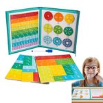 Magnetic Fraction Tiles, Rainbow Color | Magnetic Fraction Puzzle | Educational Wooden Fraction Book Set |Magnetic Tiles Circles For Kids Home-school Supplies