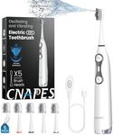 Electric Toothbrush with Water Flosser, 3-in-1 Sonic Brush & Oral Irrigator Combo for Adults, Cordless Brush & Floss System with 5 Brush Heads, 3 Modes, 30-Day Battery, for Braces & Sensitive Gums