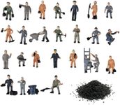 Warmtree 27 Pcs 1:87 Scale Train Track Railroad Worker Model People Figures Set with Rock Basing Kit Miniature Rock Landscape Rocks for Miniature Scenes ss0002