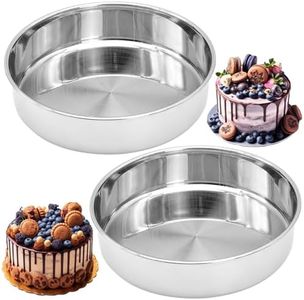 Cisolen 2 Piezas Molde Redondo De Acero Inoxidable Para Tartas 20 cm Molde Para Tartas De Una Pieza Molde Para Tartas Con Revestimiento Antiadherente Para Tartas Pizza Pan