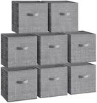 SONGMICS Storage Cubes, 11.8-Inch Non-Woven Fabric Bins with Double Handles, Set of 8, Closet Organizers for Shelves, Foldable, for Clothes, Cattail Gray UROB830G01