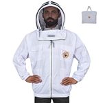 Bee Proof BP-101 Beekeeping Jackets with Fencing Veil Breathable Cotton Beekeeper Suit Outfit Total Protection for Professional and Beginner (5xl)