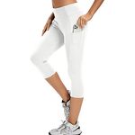 adorence Capri Leggings for Women (3/4 Pants, High Waist, Booty Lifting), Women Capri Pants with Pockets-White,L