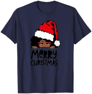 That Melanin Christmas Mrs. Claus Santa Black Peeking Claus T-Shirt