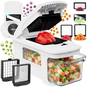 Fullstar XL Vegetable Chopper & Mandoline Slicer – Vegetable, Onion, Potato, Food, Veggie & Fruit Slicer, Dicer & Spiralizer with Pull-Out Catch Tray, Kitchen Gadgets & Gifts (6 in 1, Black/White)