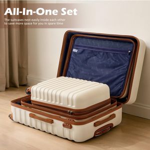 COOLIFE 5-Piece Luggage Set – Lightweight Suitcases with TSA Lock, 360° Wheels, Beige