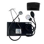 Scian Manual Blood Pressure Cuff, Aneroid Sphygmomanometer with Adult Cuff 22-42cm and Dual Head Stethoscope, Professional Emergency BP Kit with Carrying Bag for Nurse Doctor (Black)