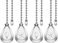 Dotlite Silver Ceiling Fan Pull Chain, 12 Inches Decorative Fan Pull Chain Ornaments Extension, 3mm Diameter Beaded Ball Fan Pull Chain Extender with Connector(4 Pack)