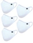 OCEAN RACE Cotton Reuseable Face Mask (White, Without Valve, Pack of 5) for Unisex