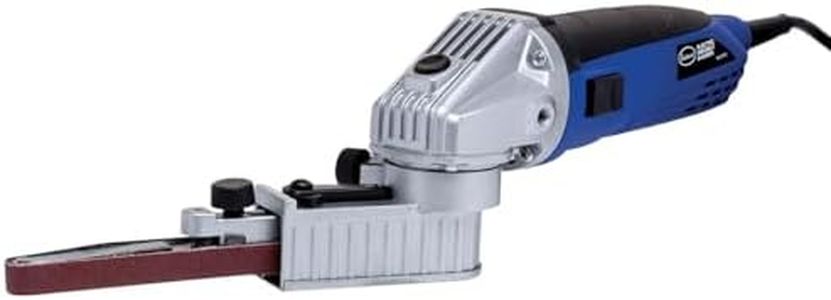 Eastwood Electric Mini Belt Sander | Robust 5.3 Amp Motor | Sanding and Grinding Tool | Lightweight Aluminum Body with Swivel Head | Grinder File With 120 Grit Abrasive Sanding Belt And Key 2300 Fpm