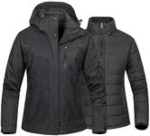 Women's Mountain Waterproof Ski Coat Windproof Rain Jacket Hooded Warm Insulated Winter Snow Snowboarding Parka Black L